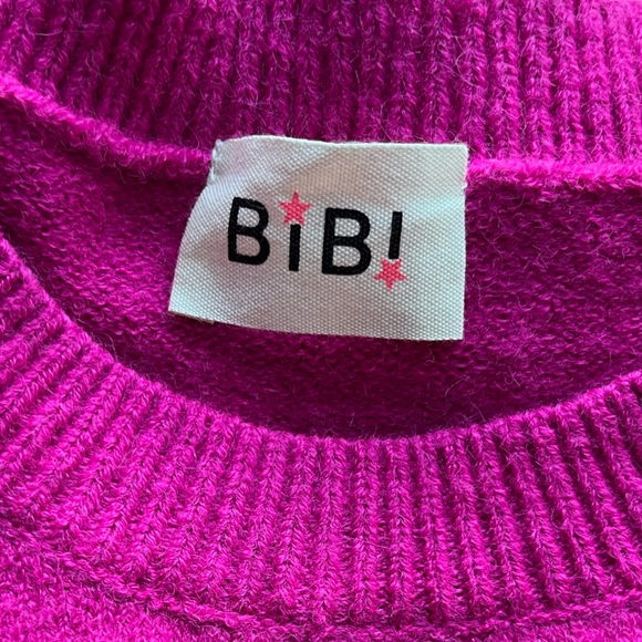 🆕 Bibi Women's Pink Sweater 3D Floral Appliqué Pullover - Picture 8 of 8